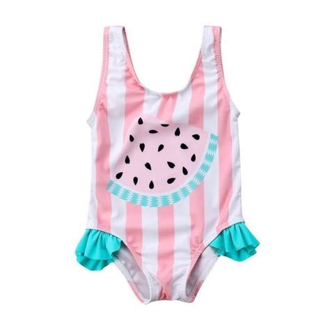 Striped Watermelon Swimsuit In 2020 Baby Girl Swimwear Toddler