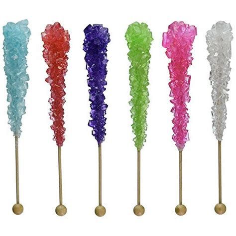 Bayside Candy Rock Candy Crystal Sticks Assorted Wrapped 20 Pieces