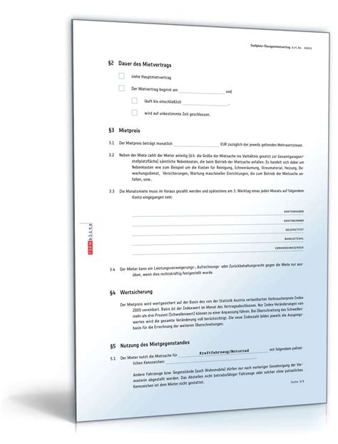 Der mietvertrag sollte zweifach ausgefertigt werden, damit sowohl vermieter als auch mieter ein exemplar erhalten. Garagenmietvertrag | Muster zum Download