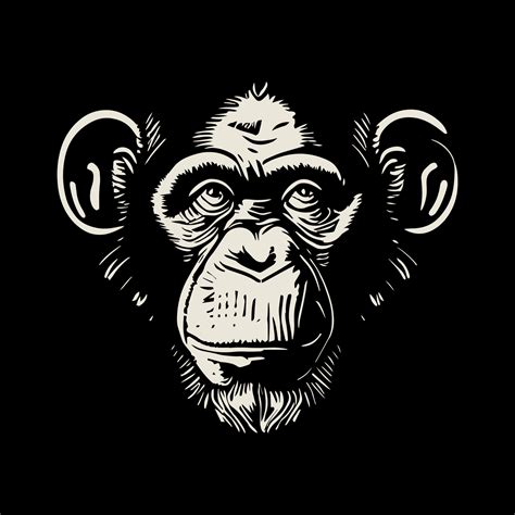 Monkey Head Logo Vector Illustration Vintage Style 14487719 Vector Art