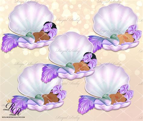 Sleeping Mermaid Baby Girl Purple African American Baby Etsy