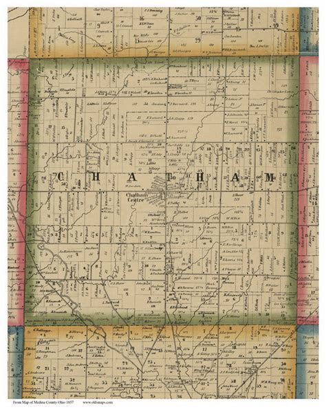 Chatham Ohio 1857 Old Town Map Custom Print Medina Co Old Maps