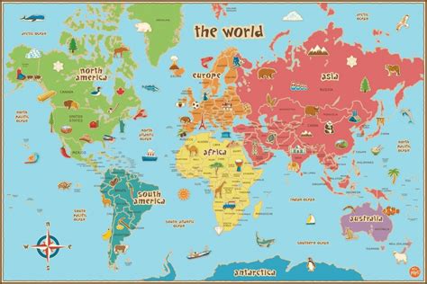 Free Printable World Map For Kids Maps And Vipkid Kids World Map