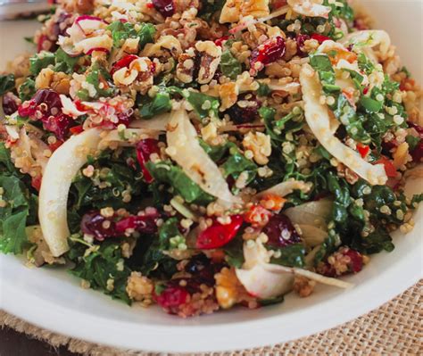 Roasted Garlic Kale Quinoa Salad With Cranberries Recipe Food Republic
