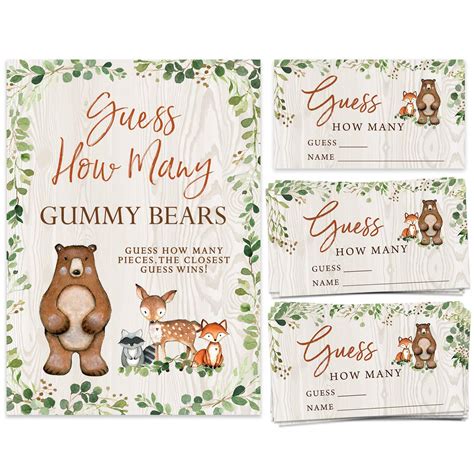Buy Gummy Bear Candy Guessing Game 50 Cards And Matching Sign