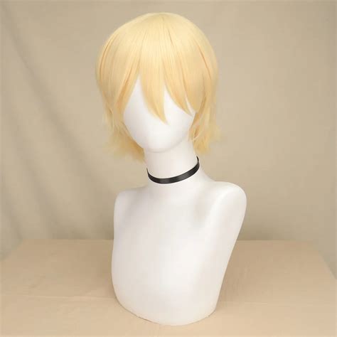 Qqxcaiw Short Straight Cosplay Wig Men Women Male Blonde High 100