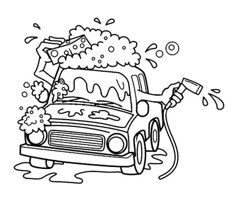 Cartoon Automatic Car Wash Coloring Pages: Cartoon Automatic Car Wash