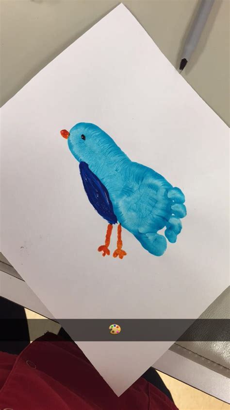 Blue Bird Foot Print Footprint Art Bird Crafts Baby Handprint