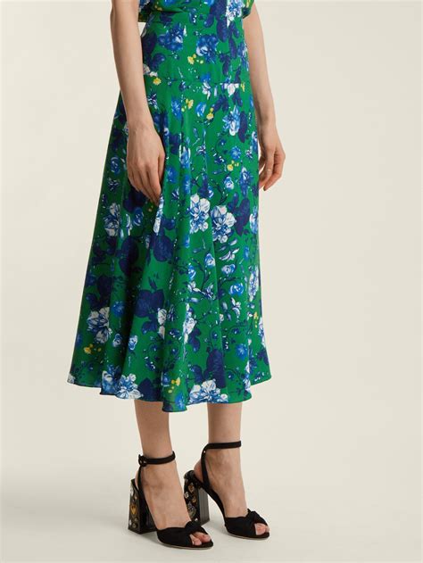 Elvin Floral Print A Line Skirt Erdem Matchesfashioncom Uk Women Wear Erdem A Line Skirts