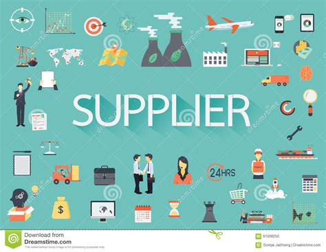 The Word SUPPLIER With Concerning Flat Icons Around. Stock Vector ...