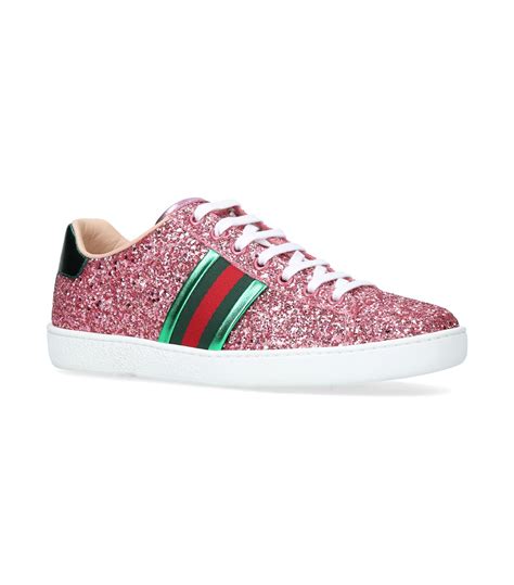 Gucci Leather New Ace Glitter Sneakers In Pink Lyst