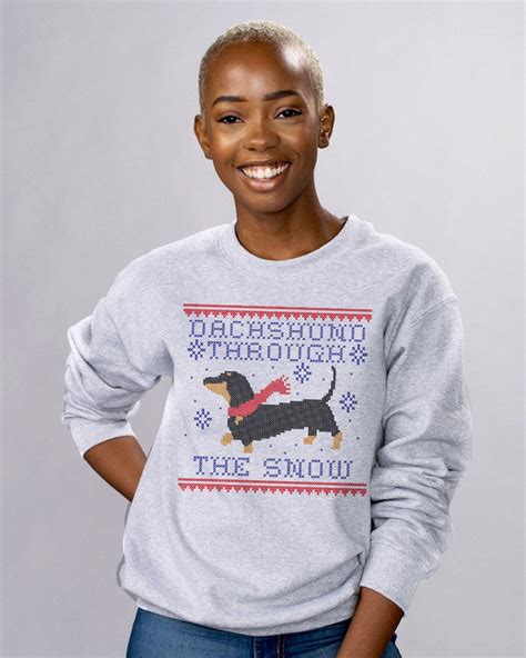 Dachshund Through The Snow Cross Stitch Crewneck Sweatshirt Etsy