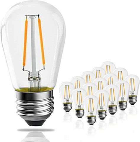 Banord 15 Pack Led S14 Filament Bulbs 2w 2700k Warm White 200