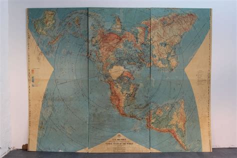 Us Air Force Physical Political Global Chart Of The World Triptych