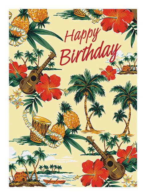 4 Greeting Cards Hawaiian Happy Birthday Island Scene With Glitter Ebay