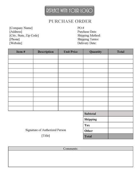 Purchase Order Form Templates Free Download Purchase Order Template