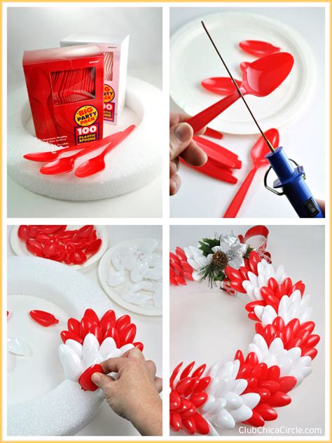 Plastic Spoon Peppermint Inspired Holiday Wreath Club Chica Circle