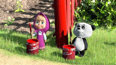Download Masha And The Bear Red Bucket Wallpaper