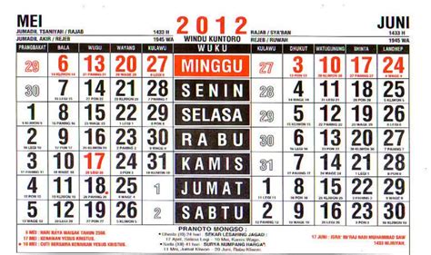 Kalender Jawa 2012 K Blog