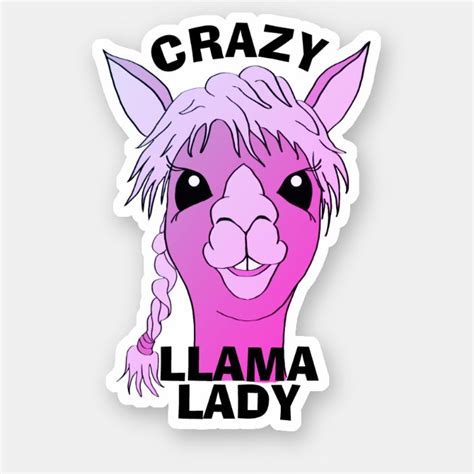 Crazy Llama Lady Pink Custom Vinyl Cut Sticker Uk
