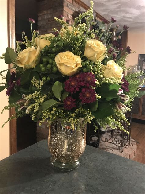 Download flower arrangement stock vectors. Flower Arrangement in Rose Gold Container | Flower arrangements, Flower arrangements center ...