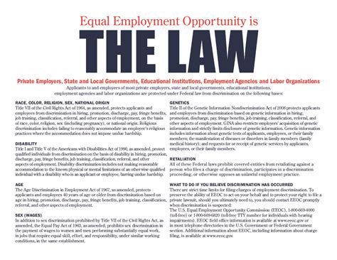 Free Federal Equal Employment Opportunity Poster English Labor Law Poster 2021