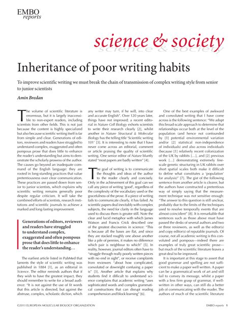 Pdf Inheritance Of Poor Writing Habits To Improve Scientific Writing