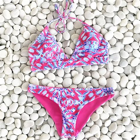 Cupshe Women Pink Halter Swimsuit Brazilian Bikini Set Beach Bathing Suit Push Up Swimwear