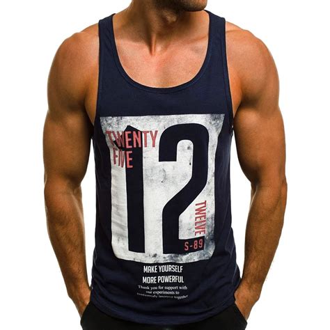 Large Size Loose Tank Tops Summer Mens Casual Letter Printed Vest Tank
