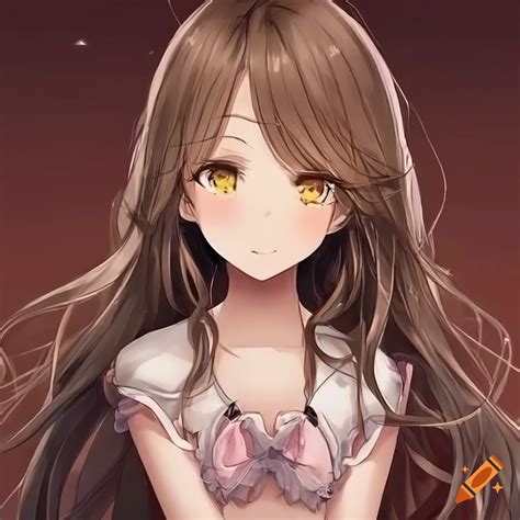 masterpiece 2d lovely anime girl brown hair yellow eyes beautiful face full body