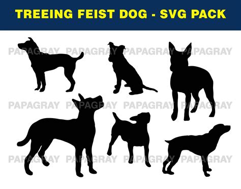 Treeing Feist Dog Silhouette Pack 6 Designs Digital Etsy