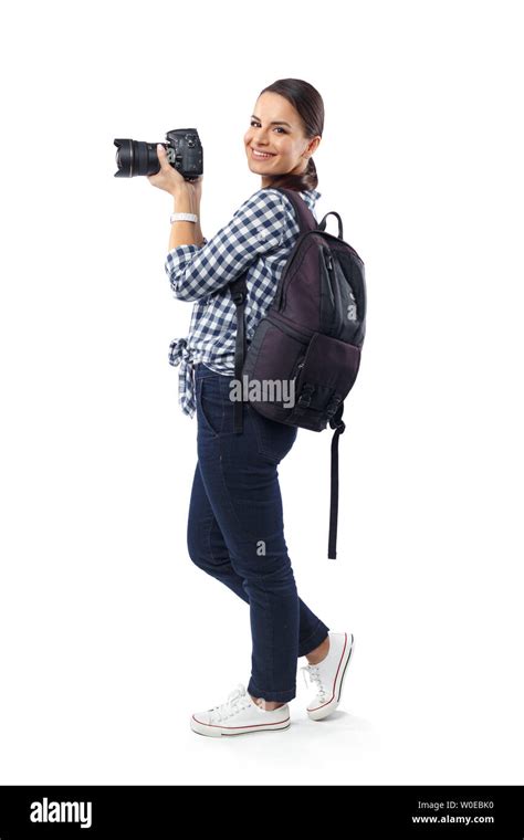 Woman Photographer At Work Stock Photo Alamy