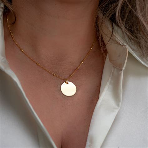 Necklaces For Women Dainty Gold Pendant Necklace Gold Disc Etsy