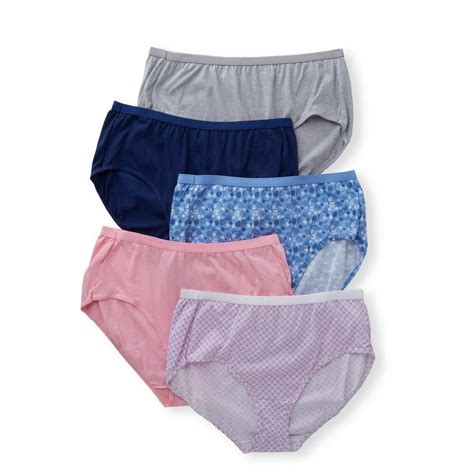 Just My Size Womens Plus Cotton Brief Assorted Panties 5 Pack
