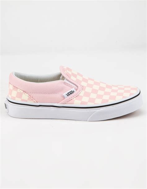 VANS Checkerboard Classic Slip On Chalk Pink Girls Shoes CHALK PINK