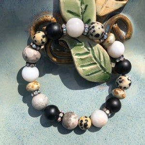 Mixed Jasper Bracelet Dalmation Jasper Jasper Beaded Etsy Aquamarine