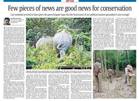 Mazoomdaar Few News Are Good News For Conservation