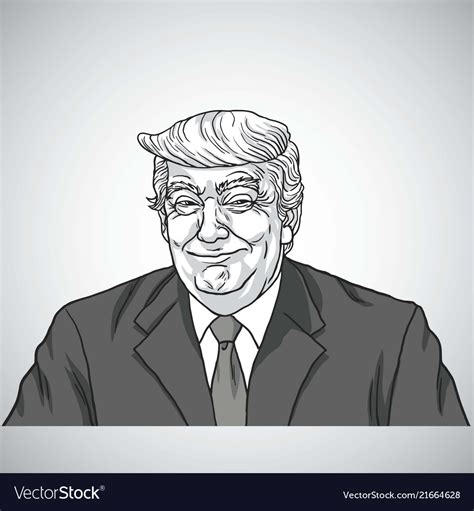 Donald Trump Smiling Portrait Drawing Royalty Free Vector