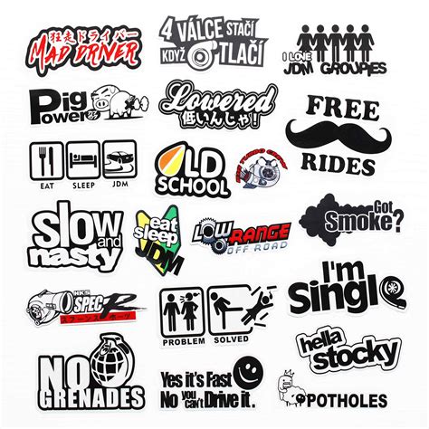 41pcs jdm car sticker racing decale for cars motorcycle helmet reflex decals graphics drift