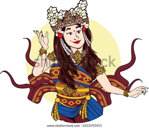 Indonesian Bali Balinese Dancer Performing Ethnic Stock Vector Royalty