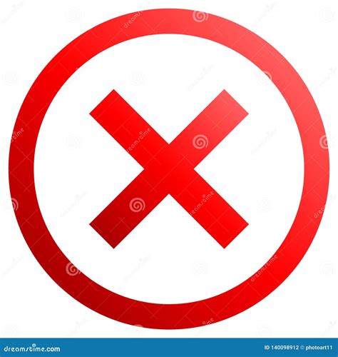 Check Marks Red Gradient Cross Icon Inside Of Circle Vector Stock