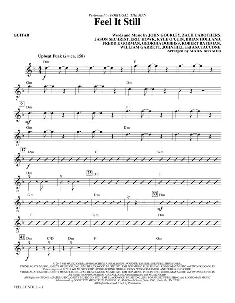 Feel It Still Guitar Sheet Music Mark Brymer Choir Instrumental Pak