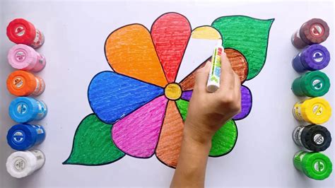 How To Draw Colourful Flower Drawing For Kids Easy Drawings Youtube