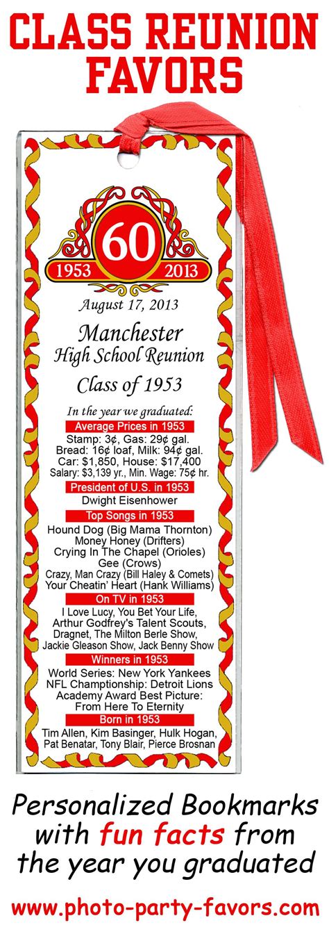 Idea For Class Reunion Favors These Bookmarks Personalized In Your