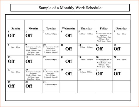 10 Free Monthly Calendar Schedule Templates Best Office Files