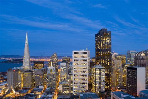 하늘 고층 빌딩 Ca 미국 샌프란시스코 도심지 캘리포니아 비즈니스 센터 도시의 불빛 Hd 배경 화면