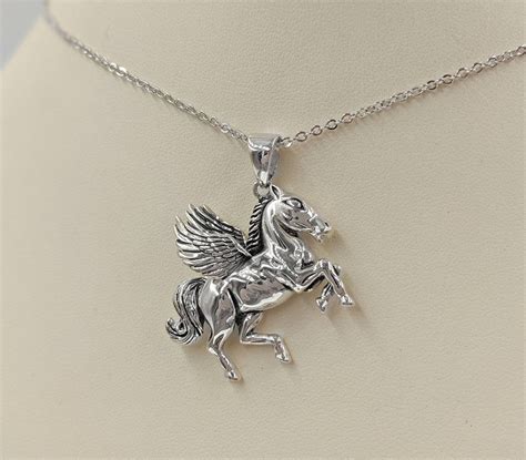 925 Sterling Silver Pegasus Necklace Pegasus Pendant Silver Etsy