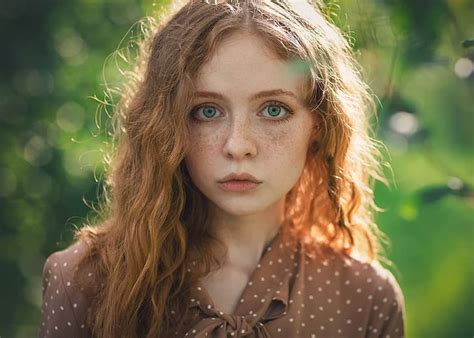 Look Girl Face Hair Portrait Freckles Red Redhead Freckled Yuriy Korotun Hd Wallpaper