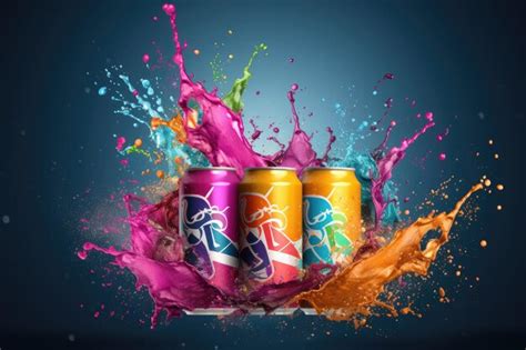 Premium Ai Image Soda Cans With Splash Mockup Ai Generated