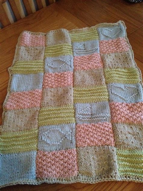Hand Knitted Little Squares Make A Beautiful Baby Blanket Beautiful